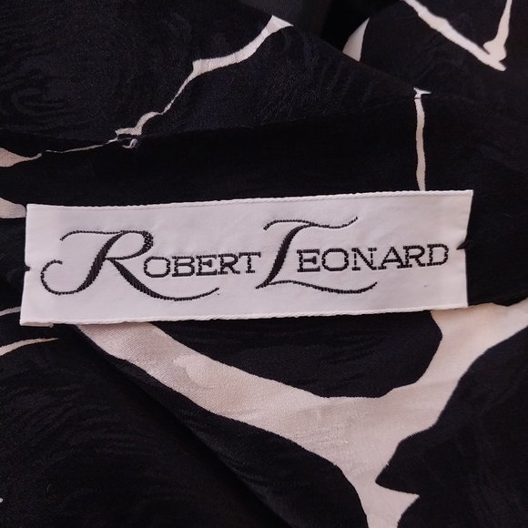 Robert Leonard Vintage Abstract Print 100% Silk 3/4 Puff Sleeve Shift Dress - Picture 3 of 8